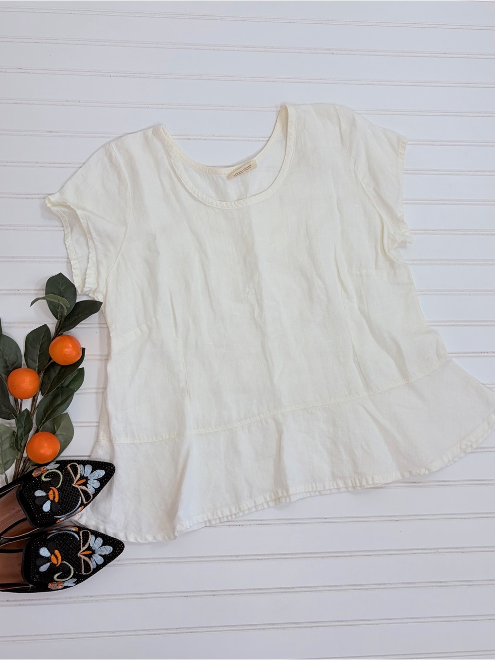 Heart’s Desire by Mary Grace Short Sleeve Linen Top